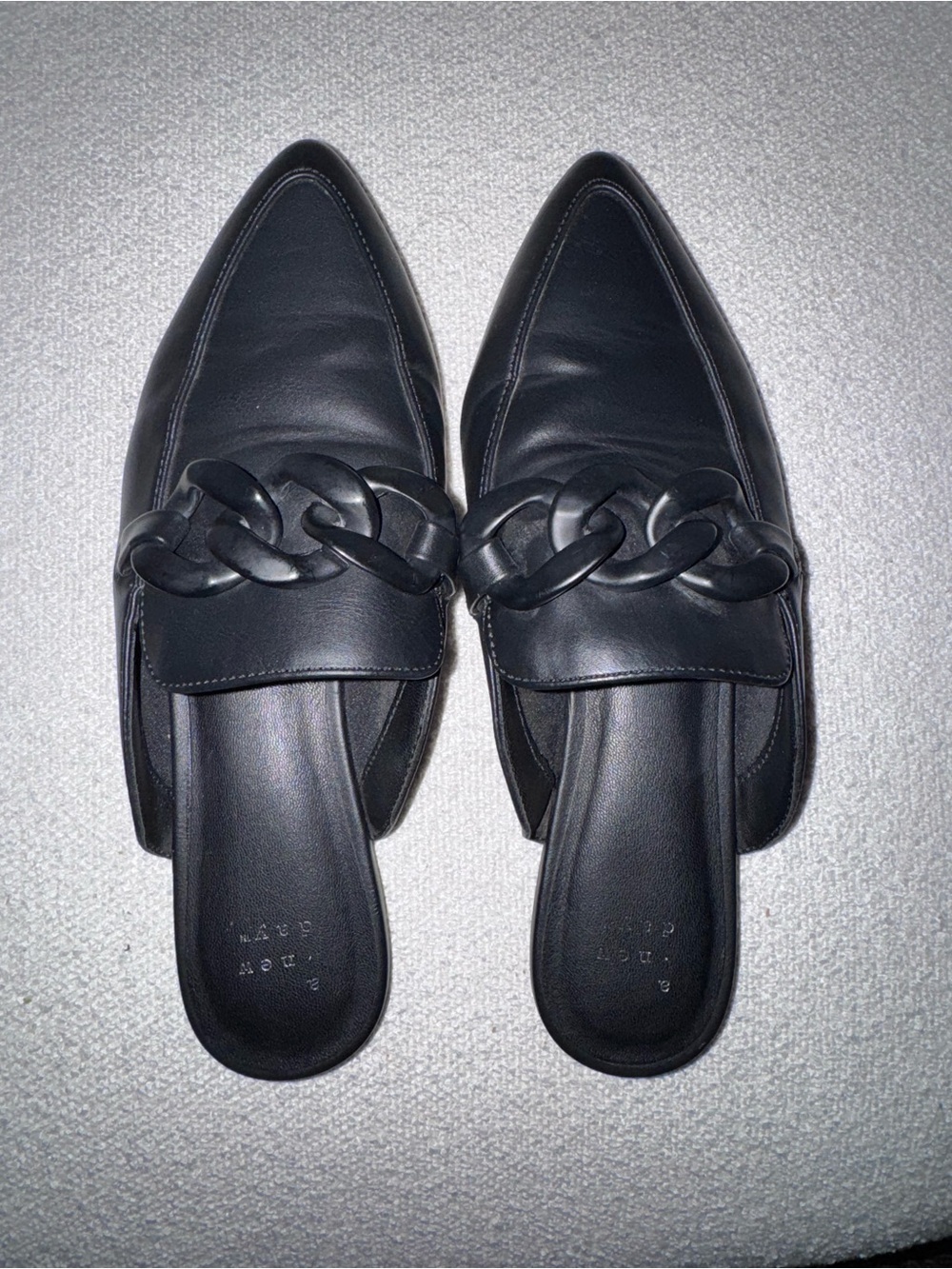 a new day Black Pointed Toe Chain-Trim Mules